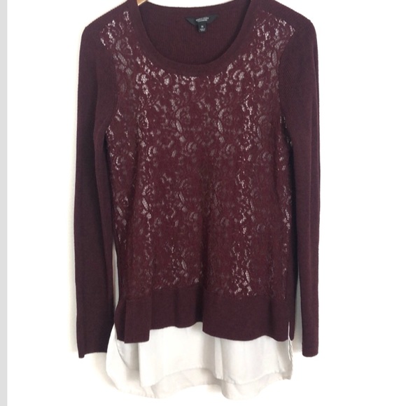 Simply Vera Vera Wang Sweaters - Simply Vera  Maroon lace sweater Size medium